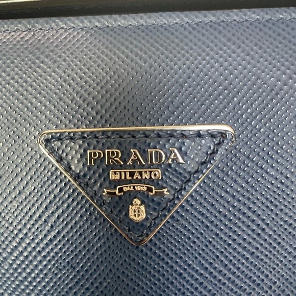 Prada Blue Saffiano Leather Double Twist Lock Cuir Twin Top Handle/Satchel - Picture 3 of 16
